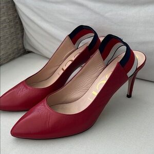 Gucci Red Slingback Heels with Stiletto Design